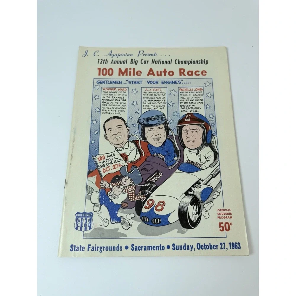1963 Big Car 100 Mile National Championship Race Program Sacramento 13th Annual